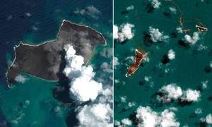 NASA: Núi lửa phun gần Tonga mạnh gấp hàng trăm lần bom nguyên tử
